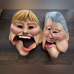 Hillary & Bill Clinton Halloween Mask Collegeville/Imagineering 1993 Vintage
